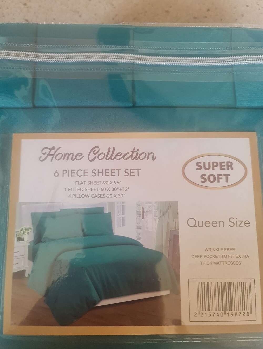 NEW Home Collection ( 6 Piece Sheet Set) Super Soft - Queen Sheet Set - Teal